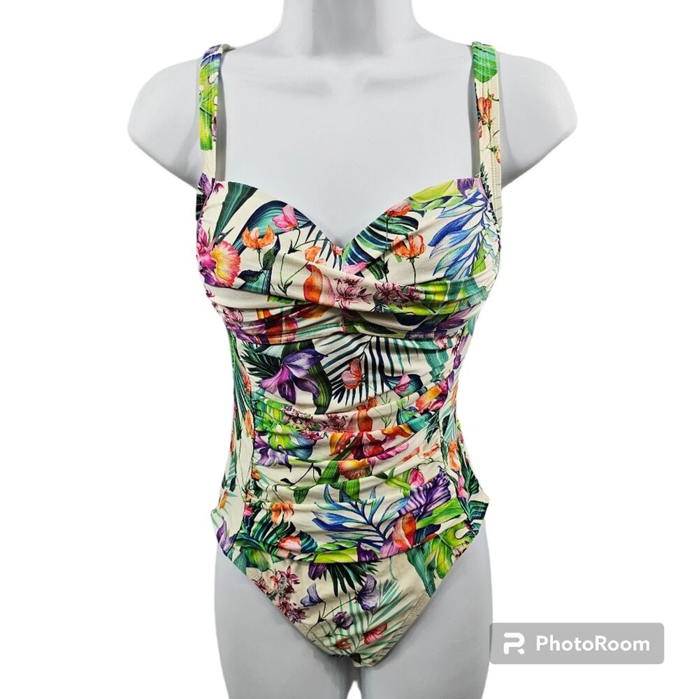 La Blanca Calypso Island Goddess Floral-Print One-Piece Swimsuit Women's Size 6
